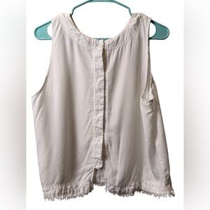 Thread + Supply White Frayed Hem Sleeveless Top Large Pre-loved
